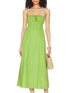 Free People Fifi Dress Kelly green midi dress with tie front detail